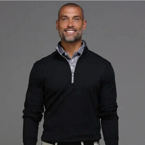 Rorie Whelan Golf Sporty 1/4 Zip Pullover Jacket Black‎ Stretch Men’s XXL NEW